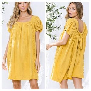 -#19 Boho Gipsy Chic 100% Cotton Square Neck Swing Dress